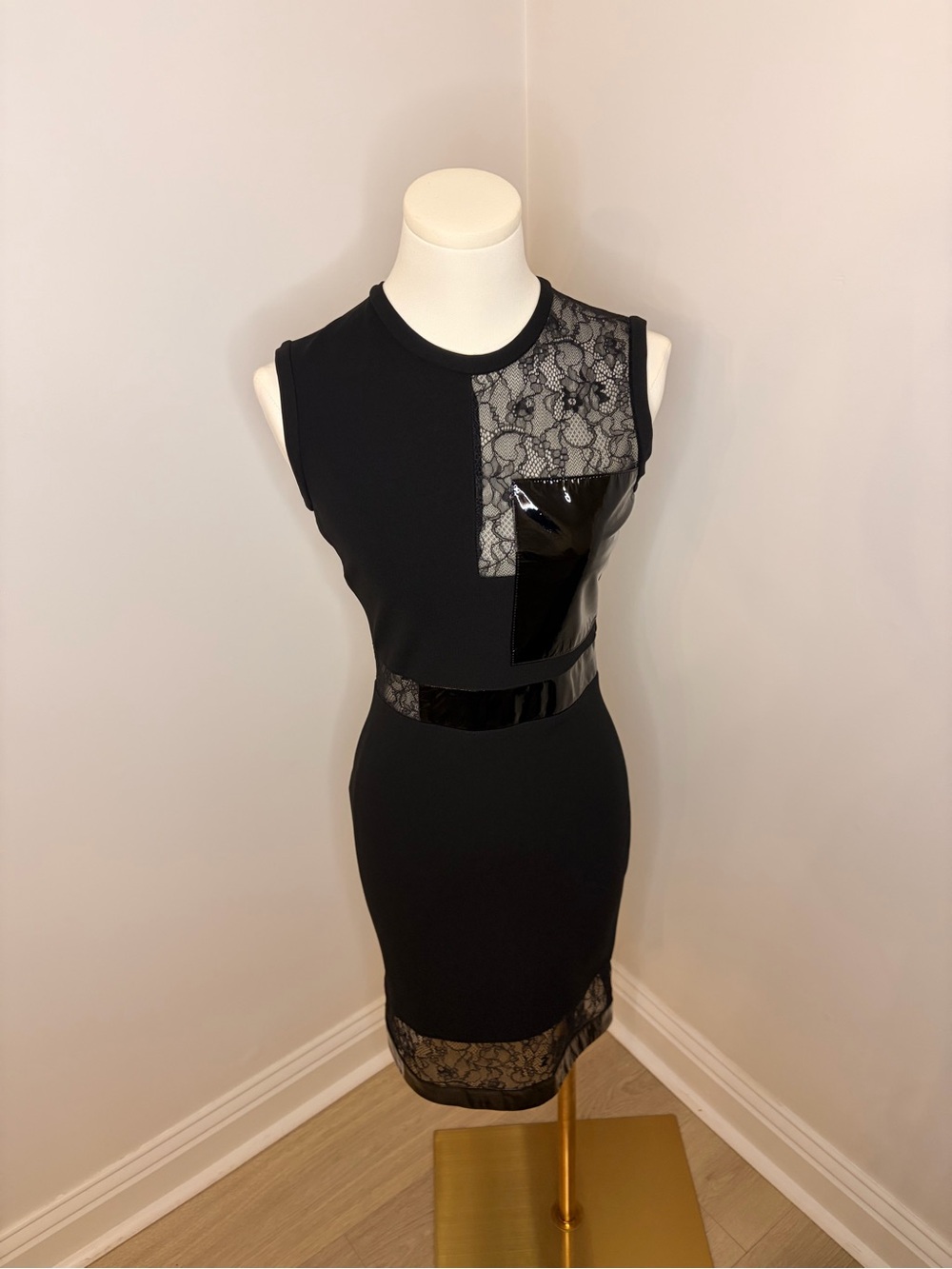 Christopher Kane Lace & Patent Leather Black Sheath Dress Size S - Picture 3 of 14